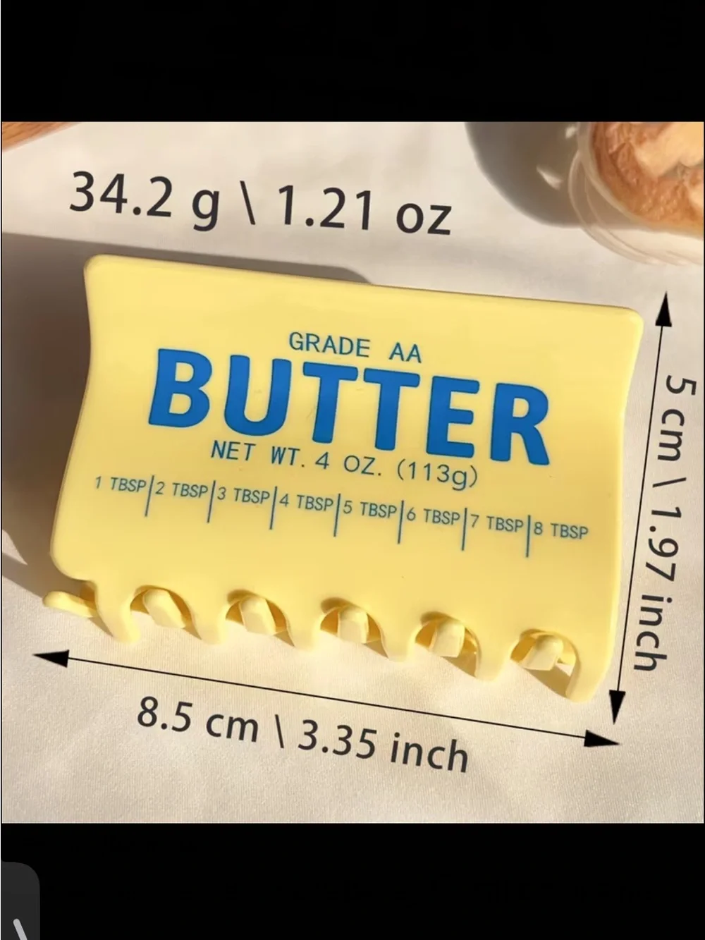 Butter Stick Hair Claw Clip Yellow Novelty Food-Themed Hair Accessory